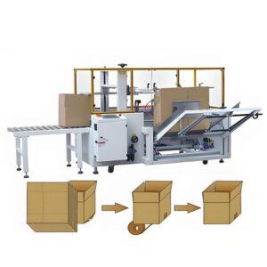 Carton erecting machine for automatic carton forming and bottom sealing