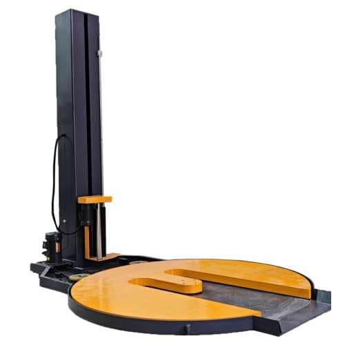 M type pallet wrapping machine floor installation for pallet jack access