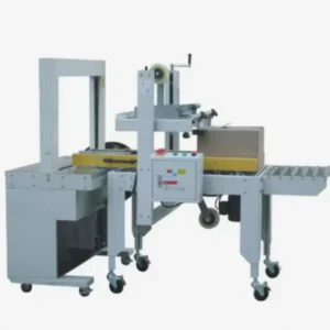 Automatic carton sealing and strapping machine for box packaging