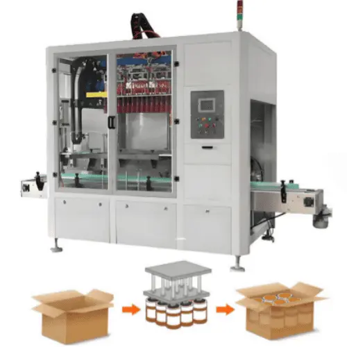Case packer machine for automatic carton packing and product loading